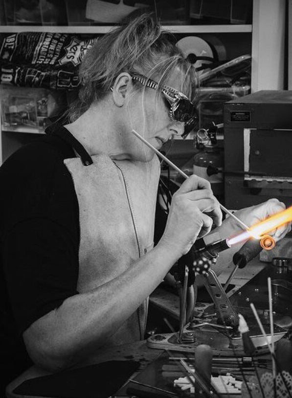 Dusklight Trio — Ivory, Dusky Pink & Lilac Glass Flowers with Dried Flowers