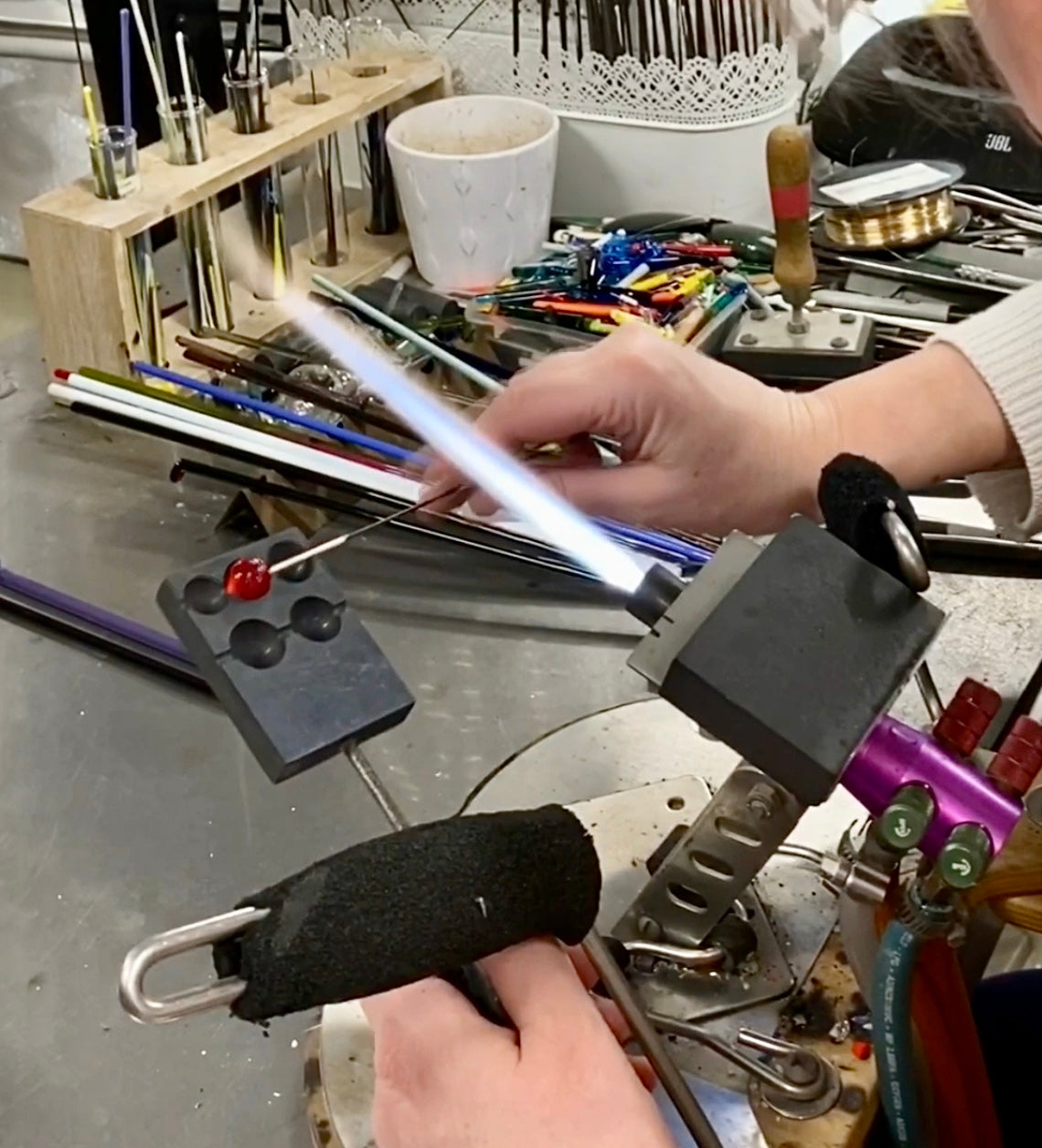 Blue Jeans Glass Flower Bouquet