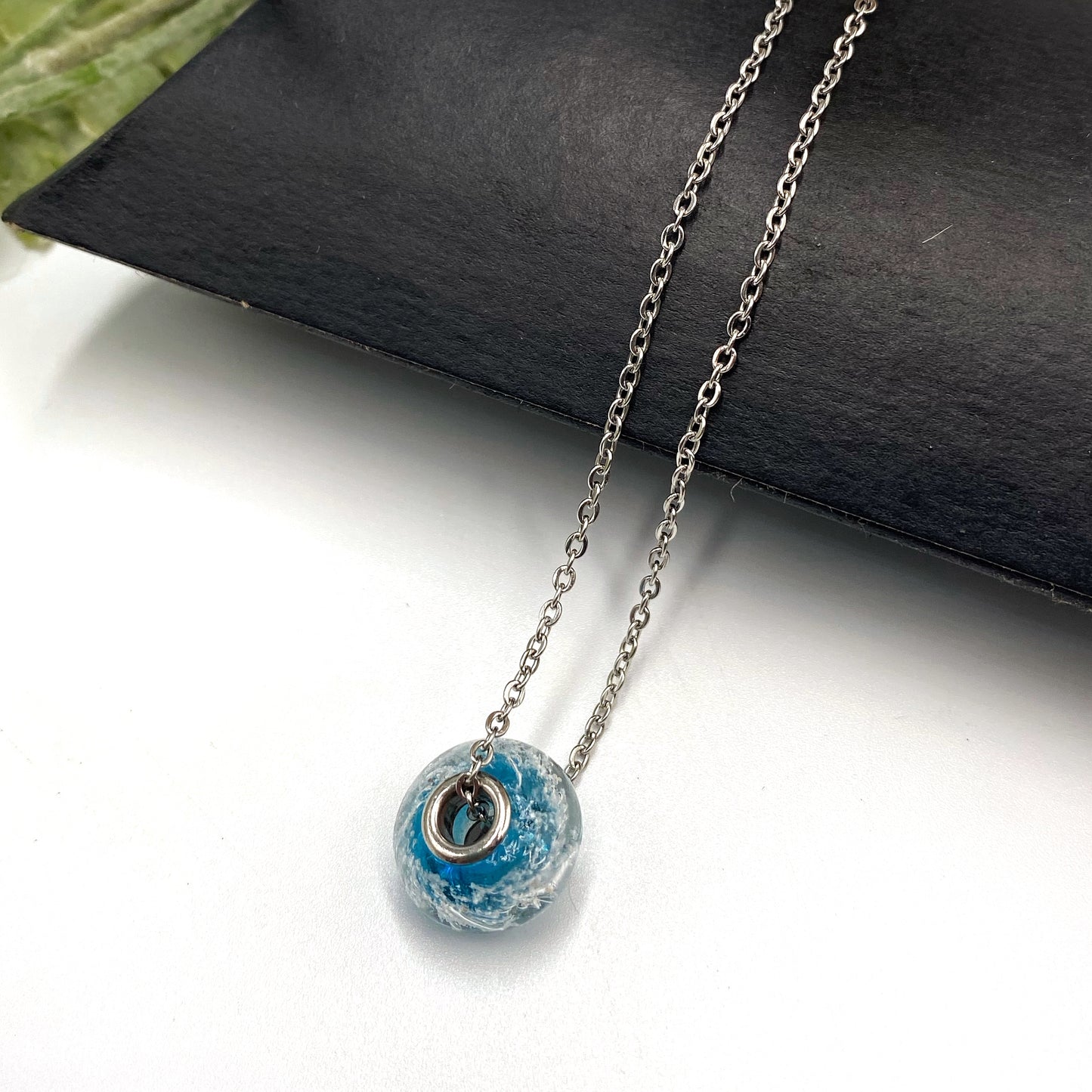 Remembrance Glass Donut Bead Necklace