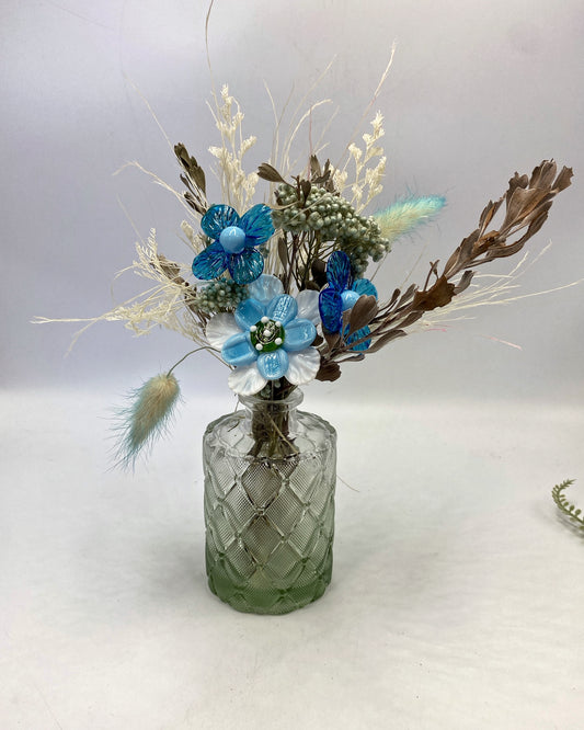 Spring Fresh Trio Glass and Dried Flower Vase