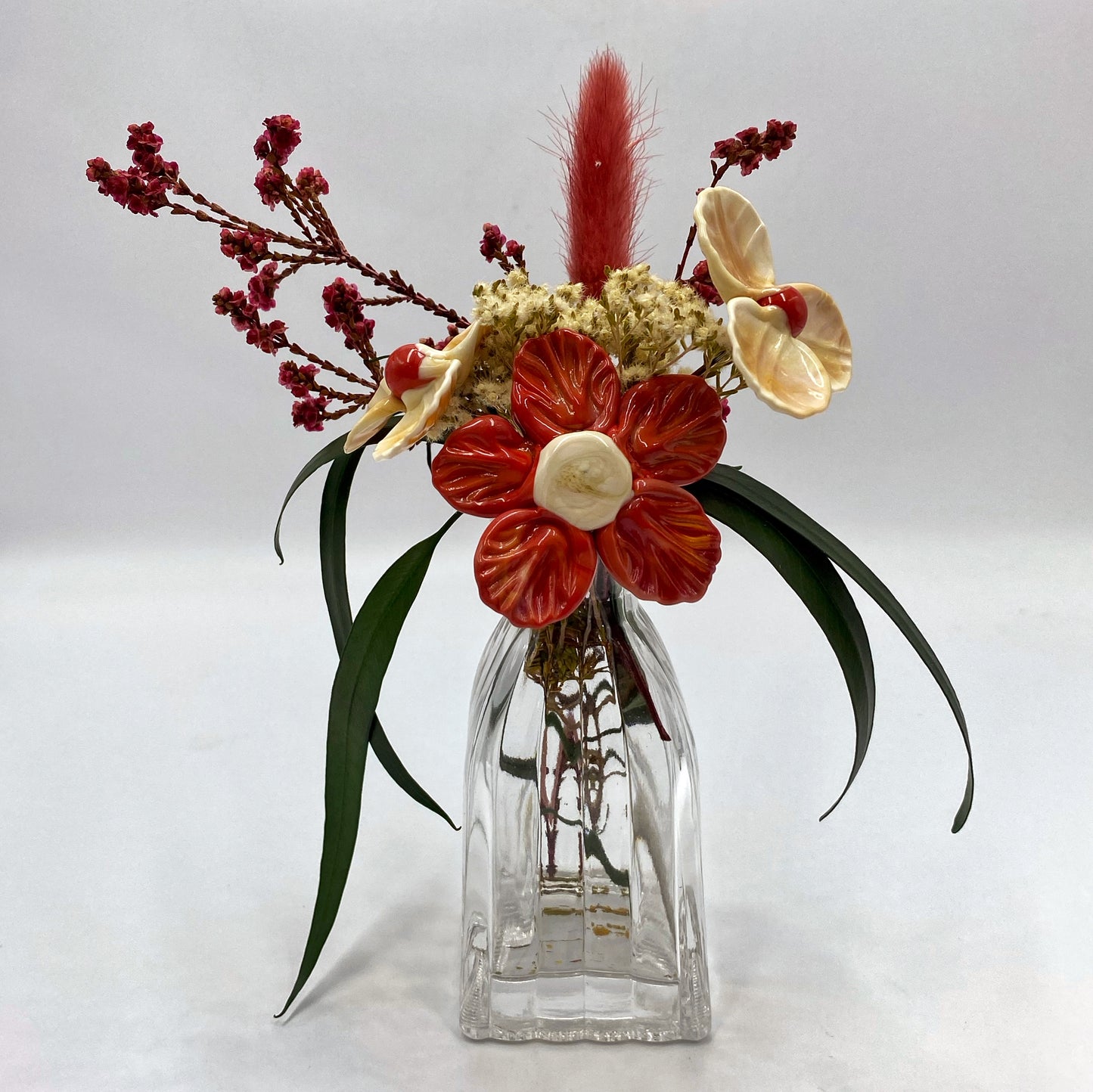 Coral Charm Glass and Dried Flower Vase