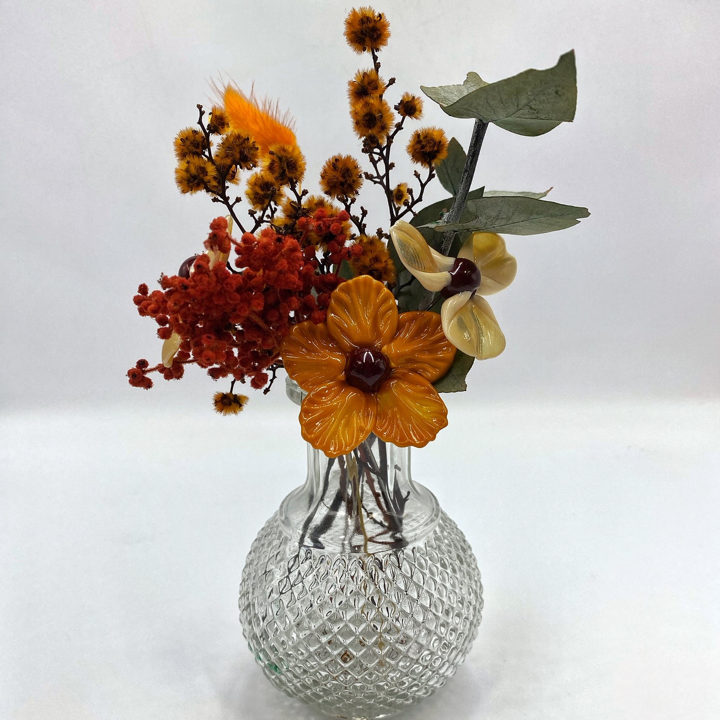 Phoenix Rising Glass and Dried Flower Vase