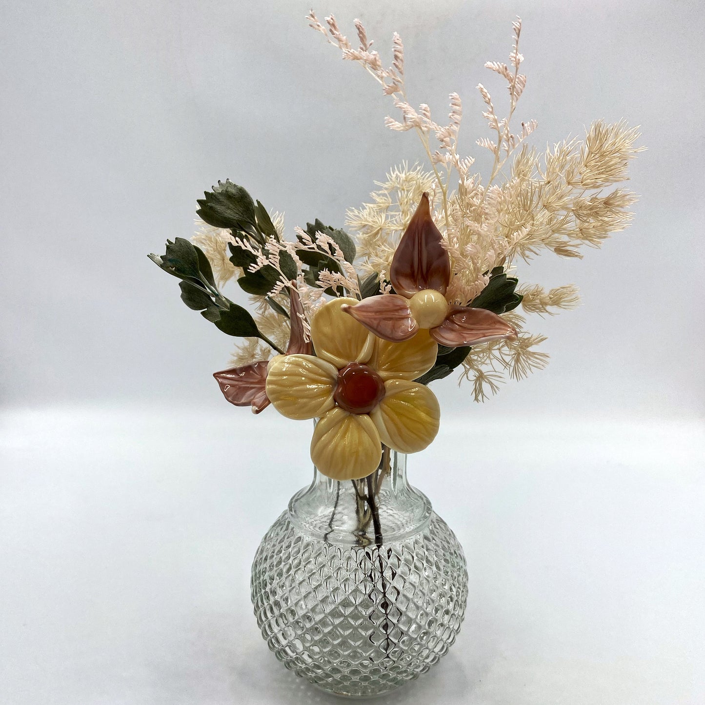 Gossamer Blush Glass and Dried Flower Vase