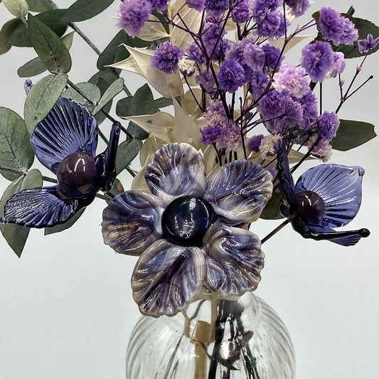 Divine Wisteria Glass and Dried Flower Vase