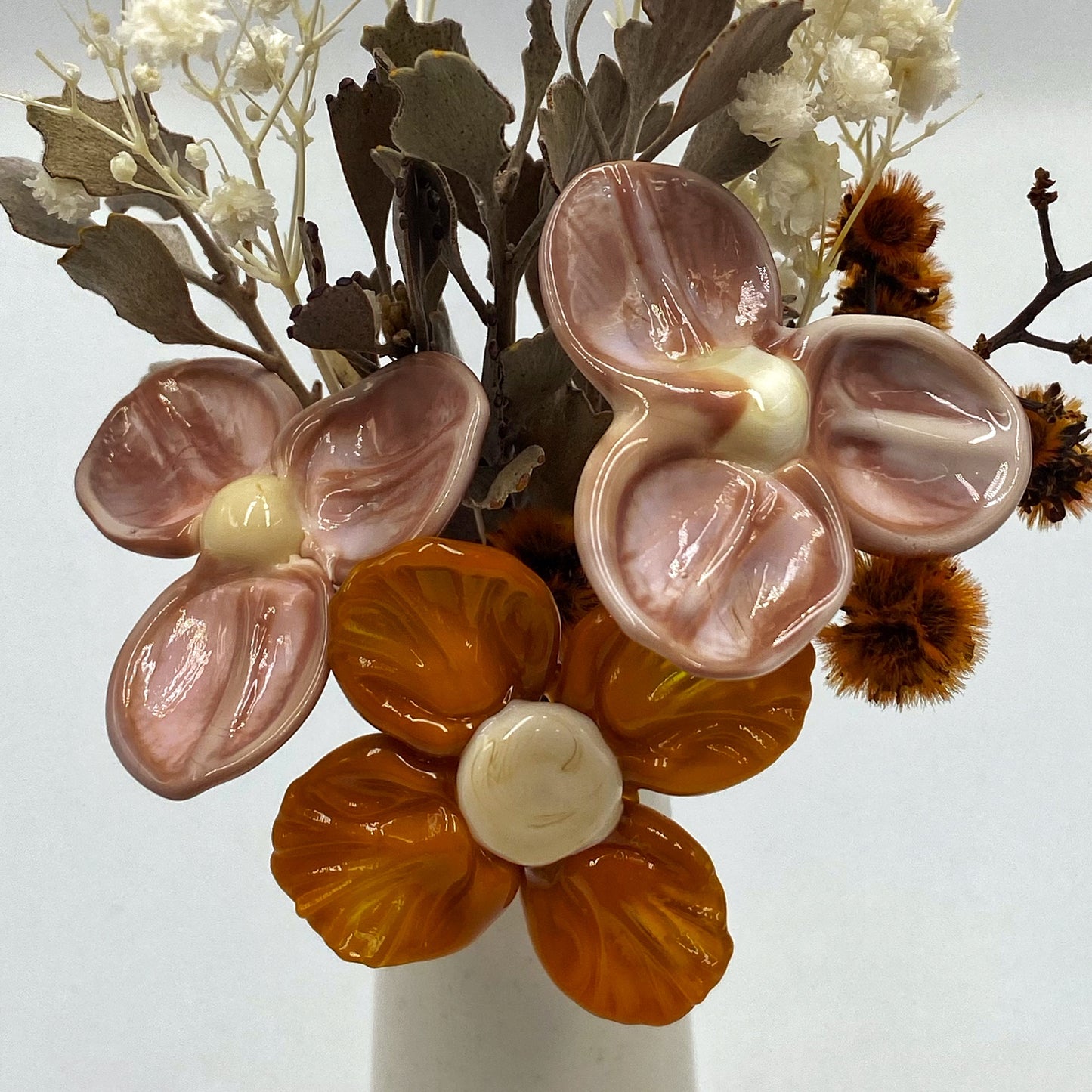 Mystical Mustard Glass and Dried Flower Vase