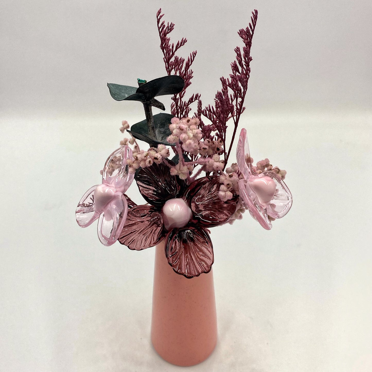 Ethereal Amethyst Glass and Dried Flower Vase