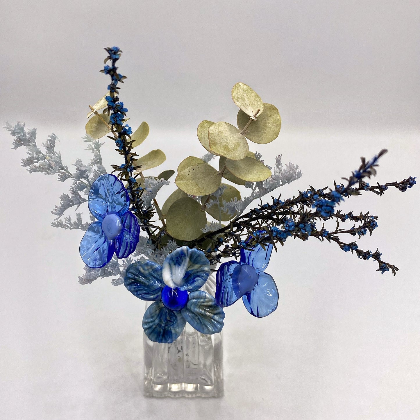 Celestial Cobalt Glass and Dried Flower Vase