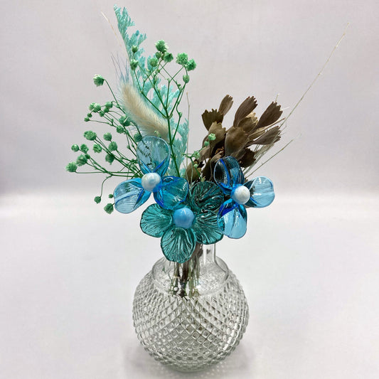 Zen Lagoon Glass and Dried Flower Vase