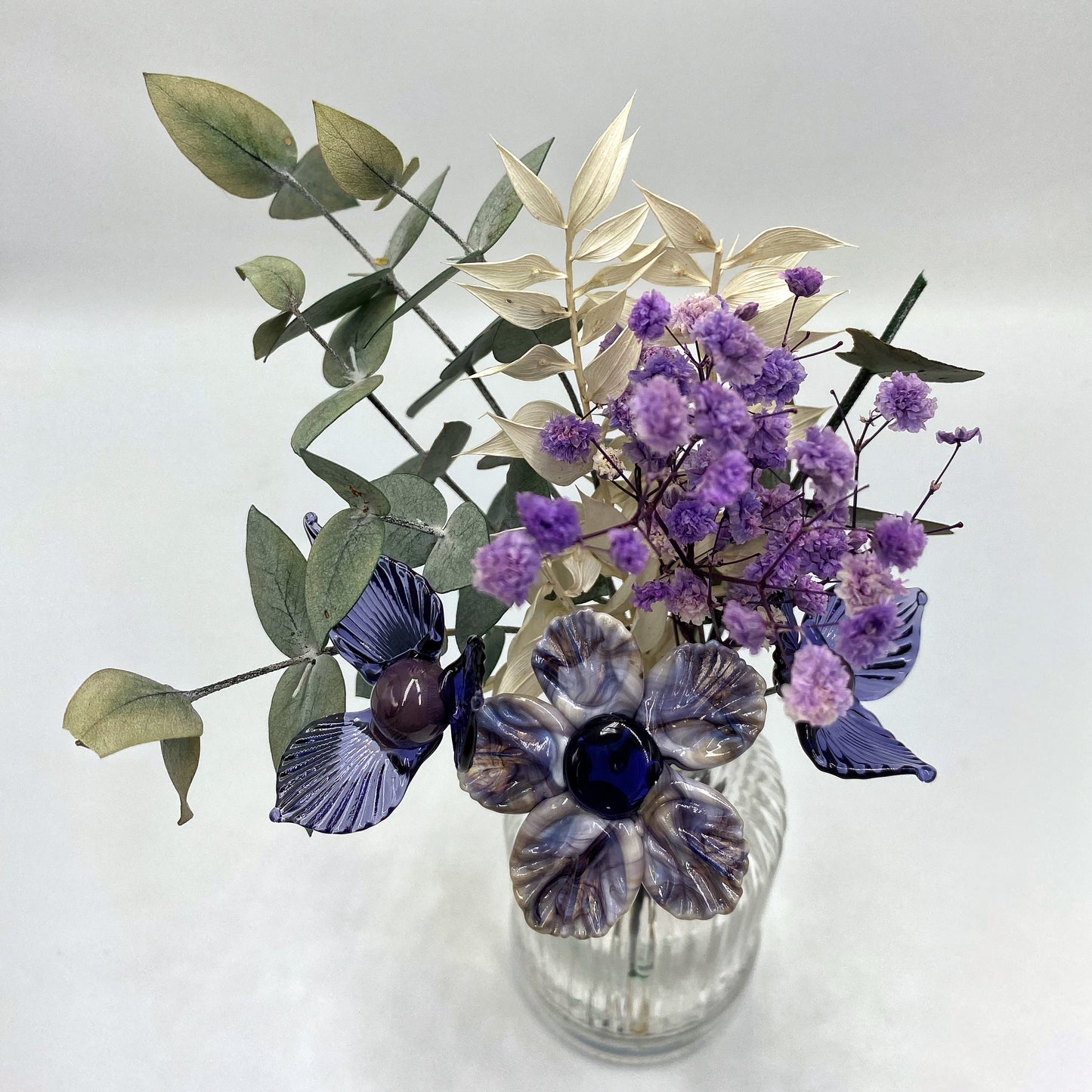 Divine Wisteria Glass and Dried Flower Vase