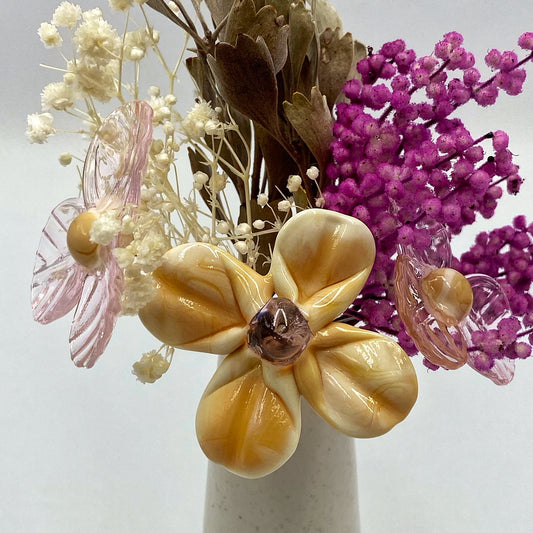 Peaceful Pink Glass and Dried Flower Vase