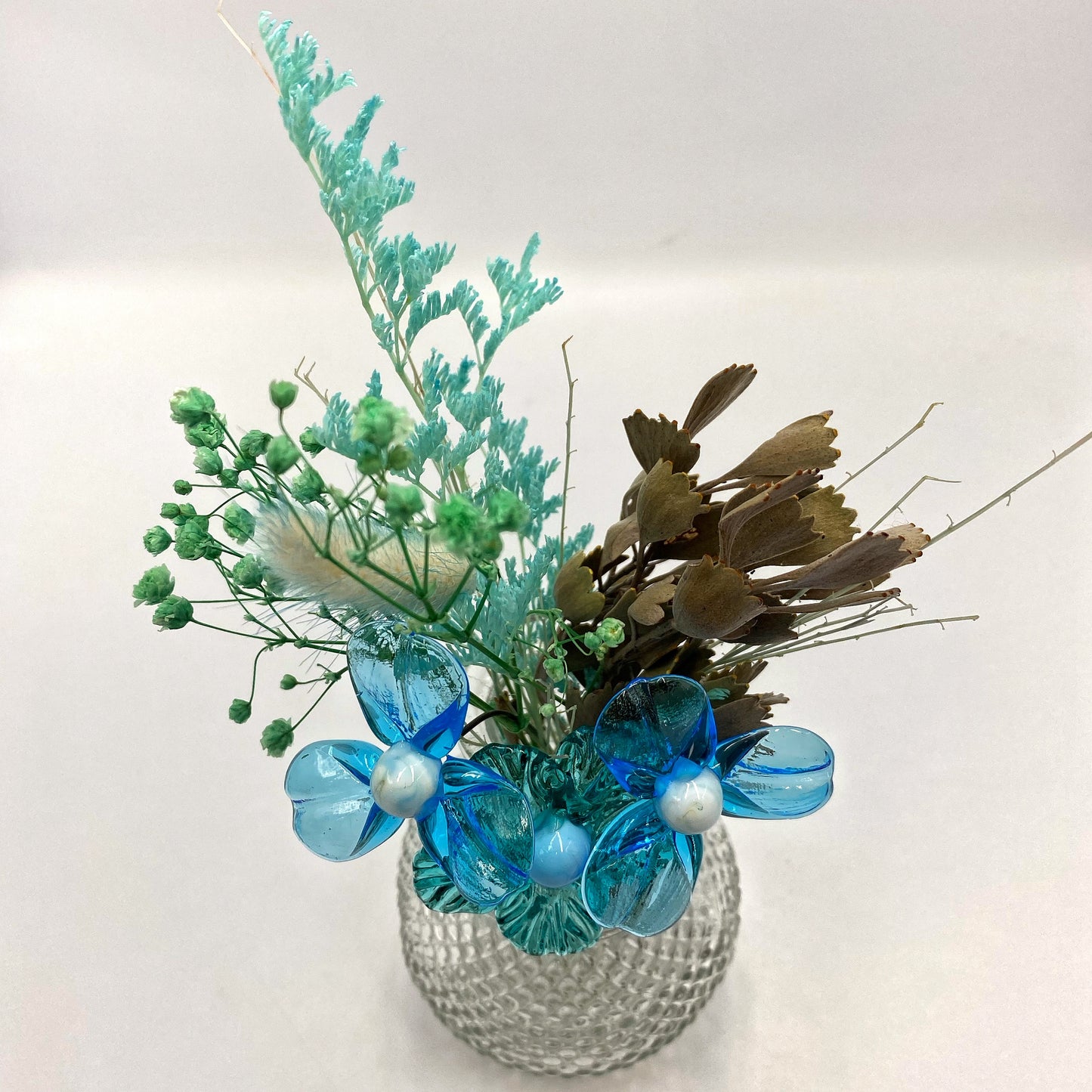 Zen Lagoon Glass and Dried Flower Vase