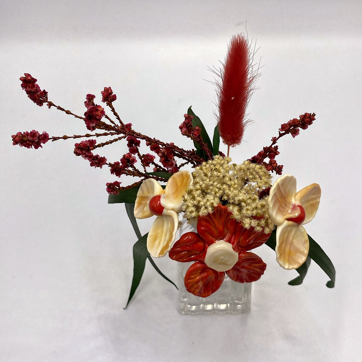 Coral Charm Glass and Dried Flower Vase