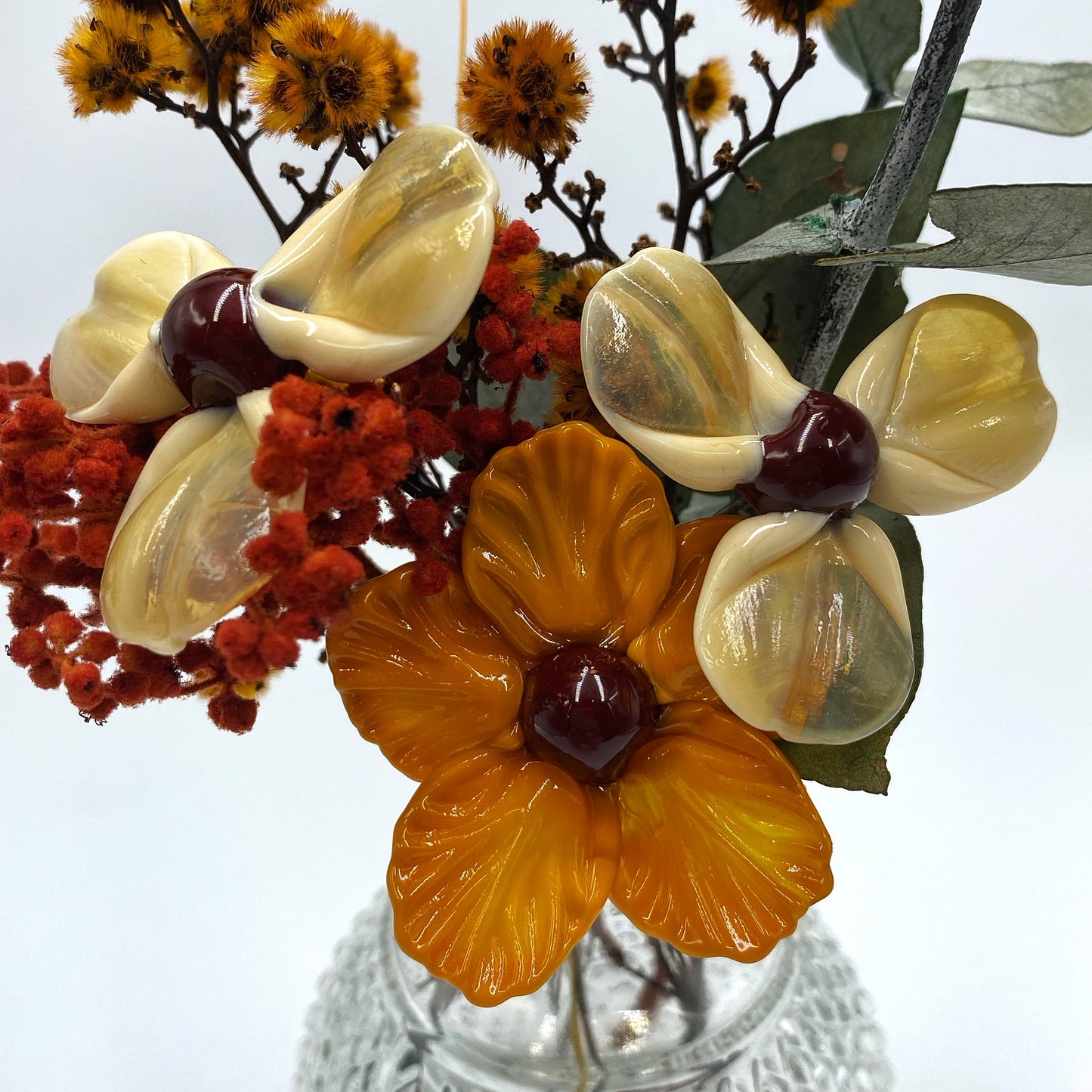 Phoenix Rising Glass and Dried Flower Vase