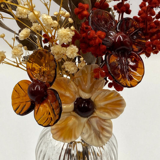 Opulent Ivory Glass and Dried Flower Vase