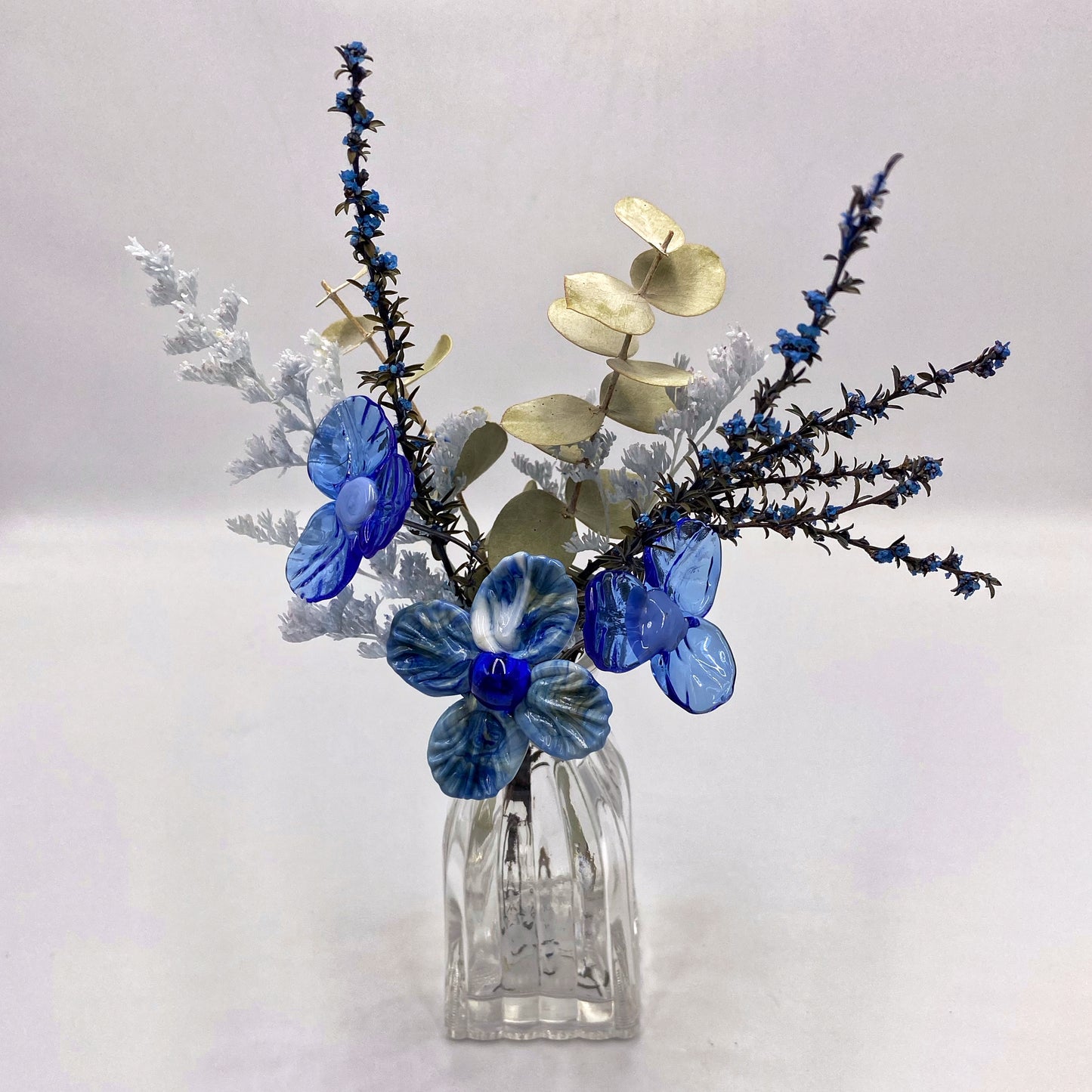 Celestial Cobalt Glass and Dried Flower Vase