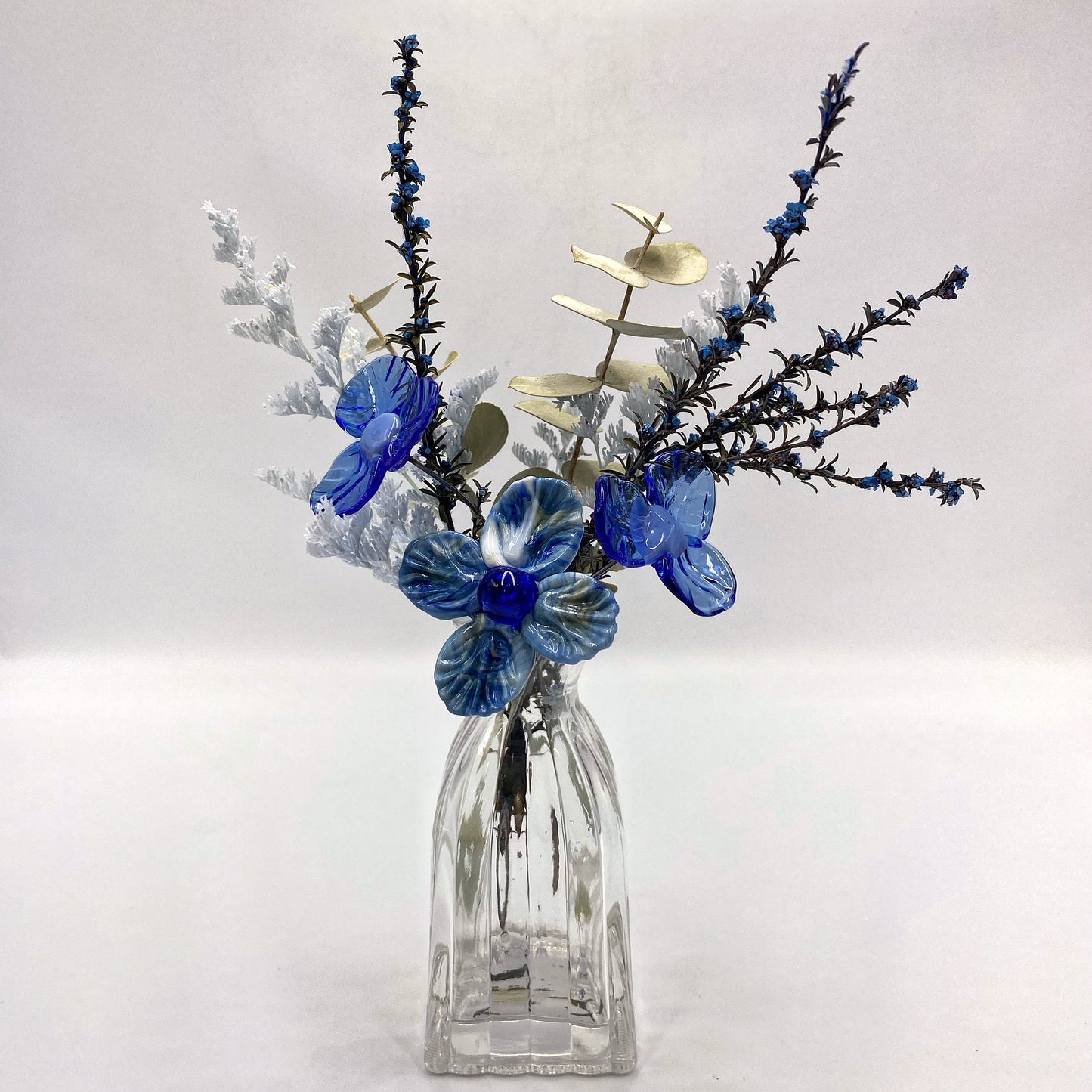 Celestial Cobalt Glass and Dried Flower Vase