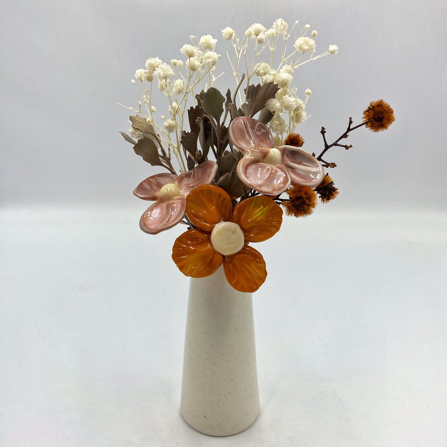 Mystical Mustard Glass and Dried Flower Vase