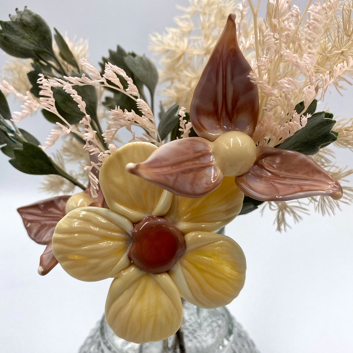 Gossamer Blush Glass and Dried Flower Vase