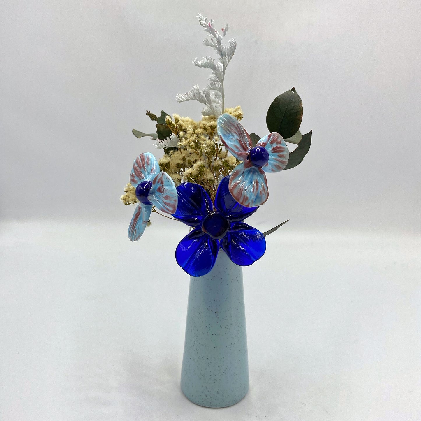 Sublime Sky Glass and Dried Flower Vase