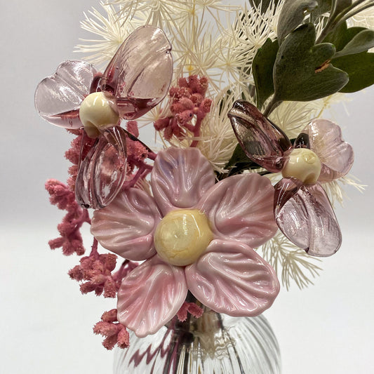 Soft Serenity Glass and Dried Flower Vase