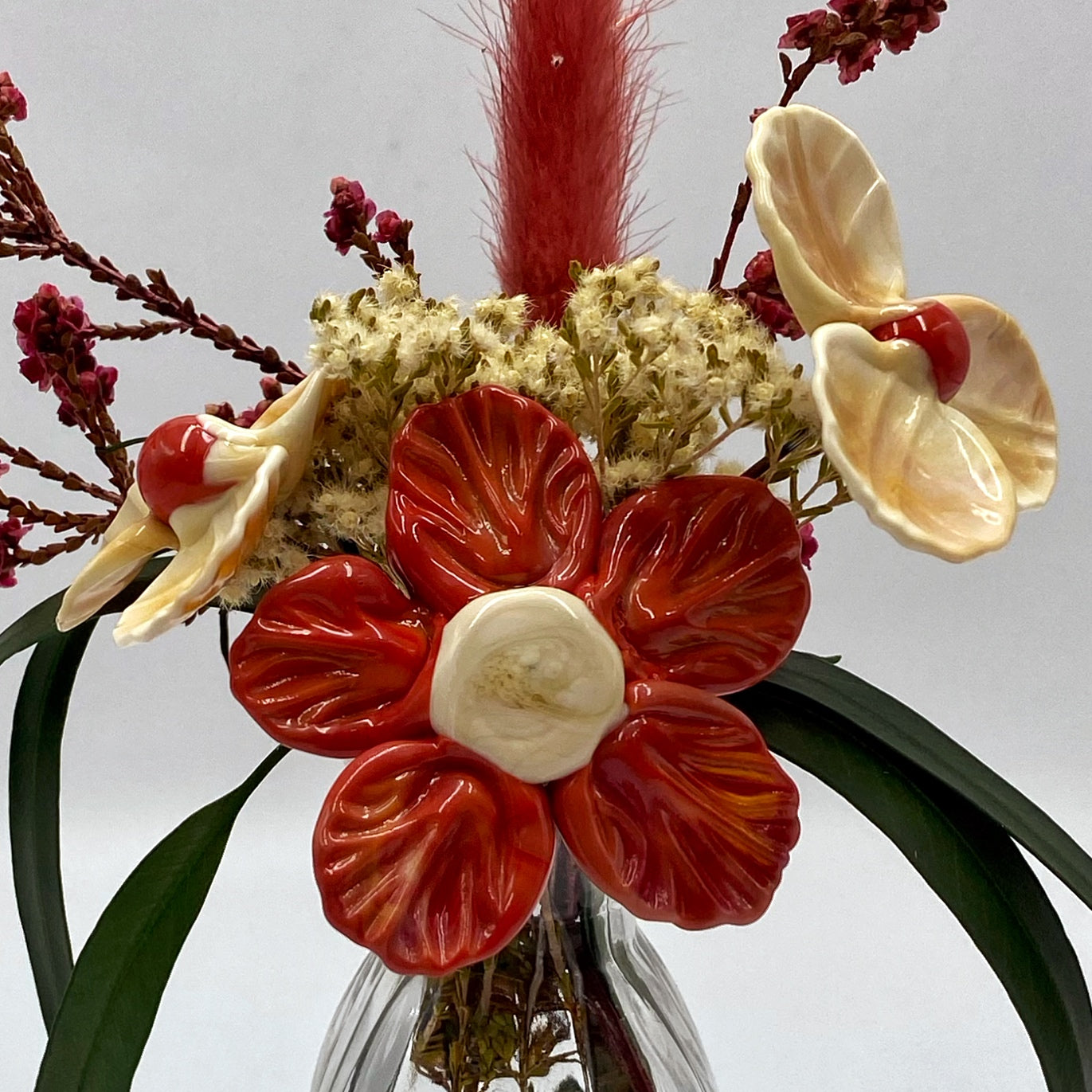 Coral Charm Glass and Dried Flower Vase