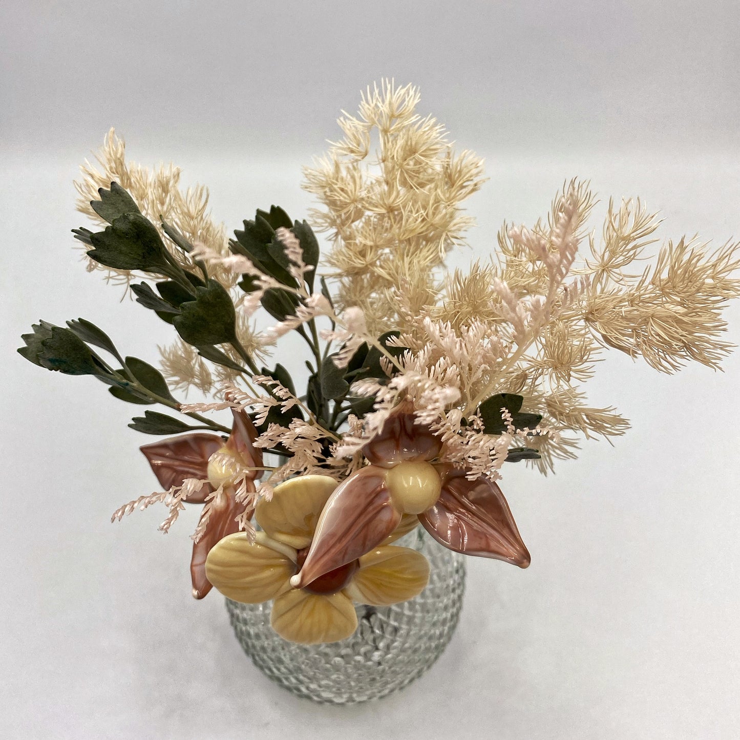 Gossamer Blush Glass and Dried Flower Vase