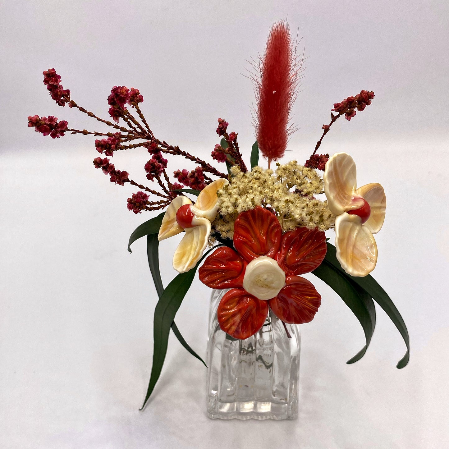 Coral Charm Glass and Dried Flower Vase