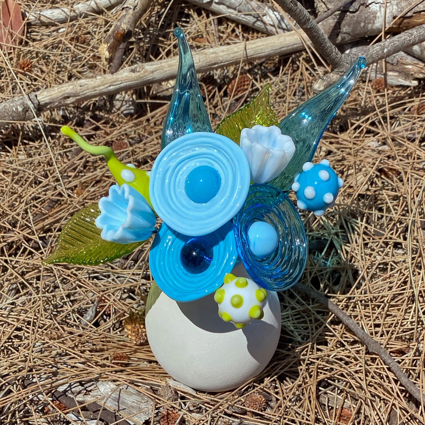 Aqua Breeze Glass Flower Bouquet