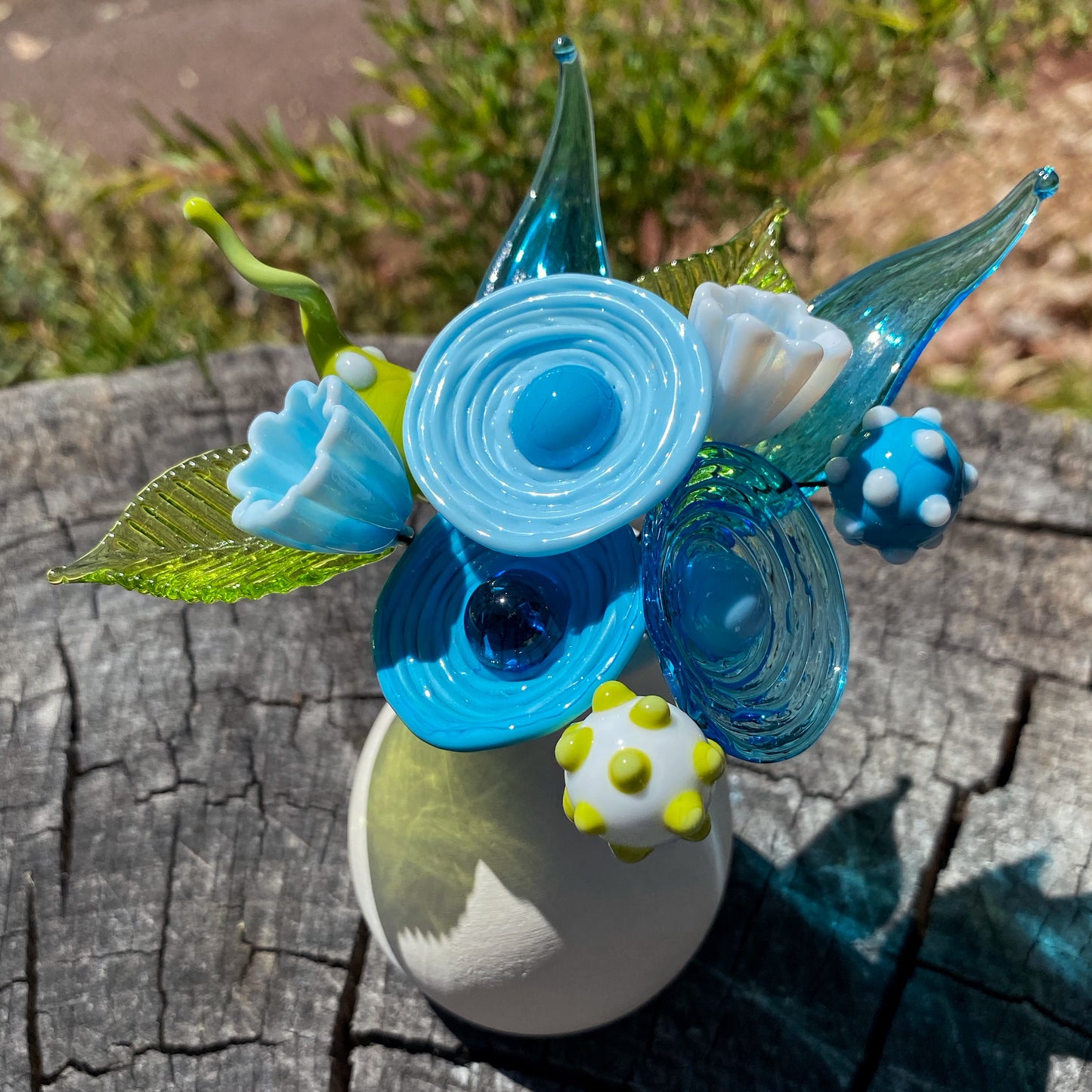 Aqua Breeze Glass Flower Bouquet