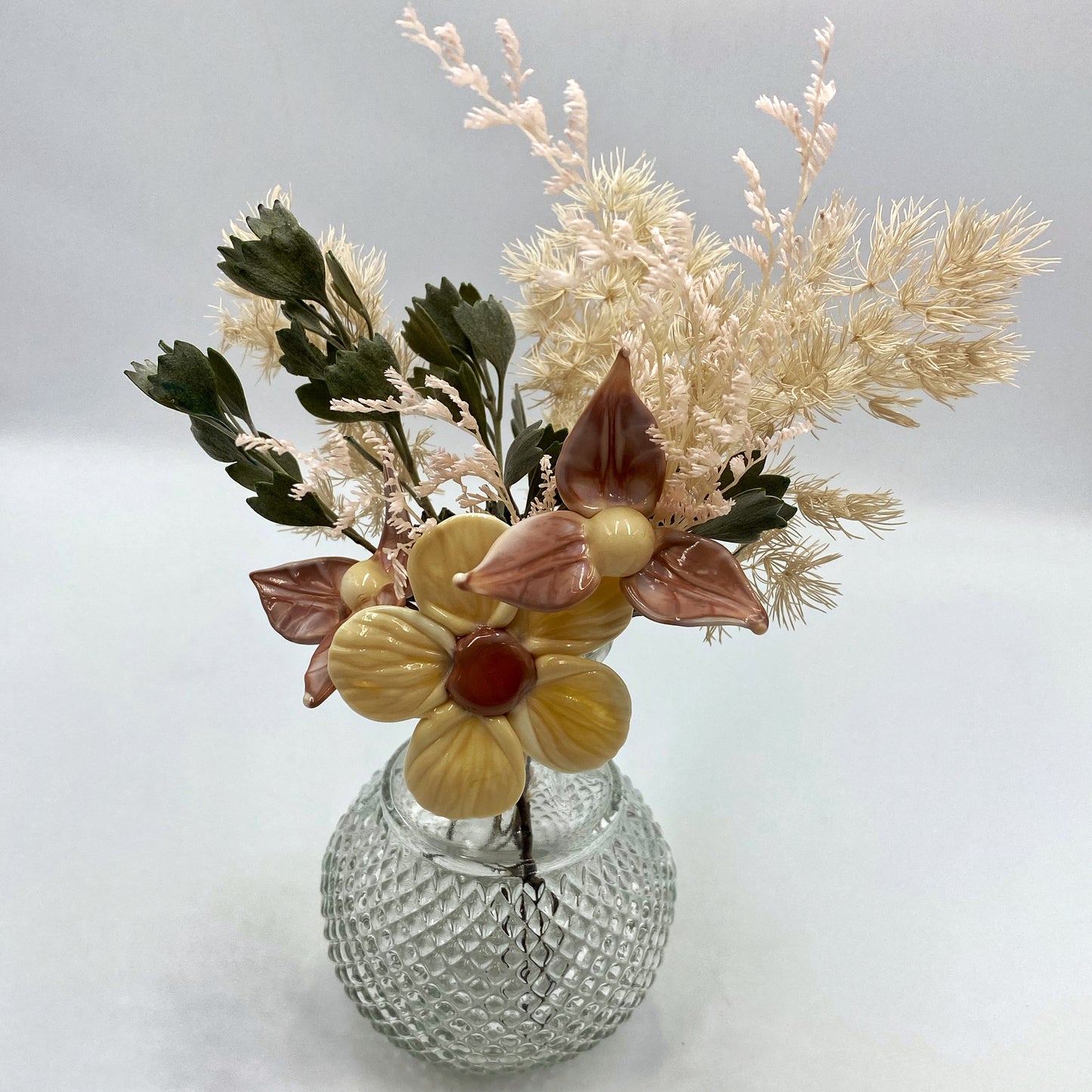 Gossamer Blush Glass and Dried Flower Vase