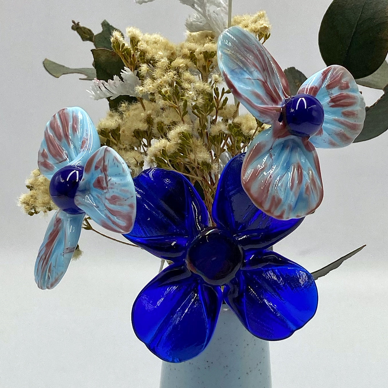 Sublime Sky Glass and Dried Flower Vase