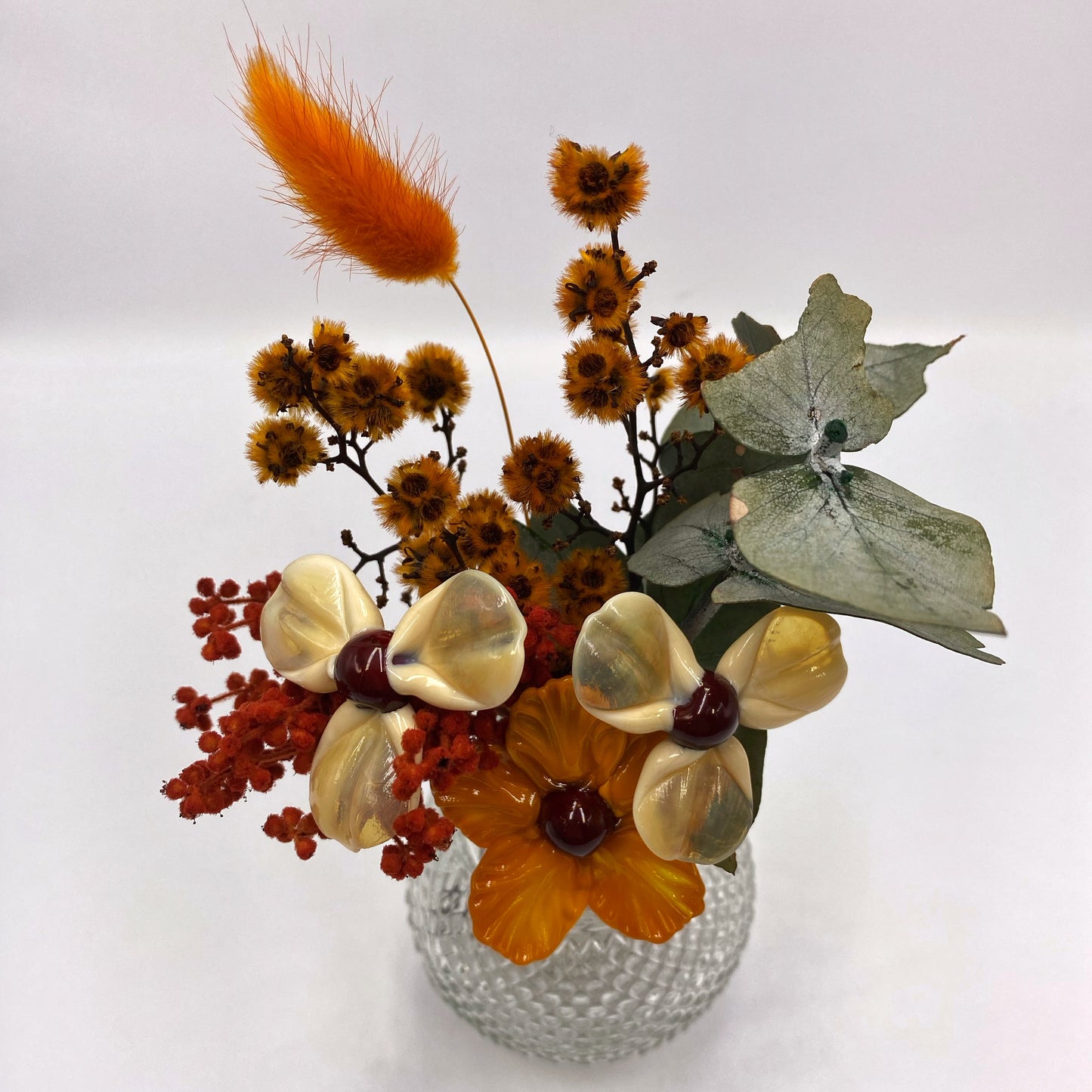 Phoenix Rising Glass and Dried Flower Vase