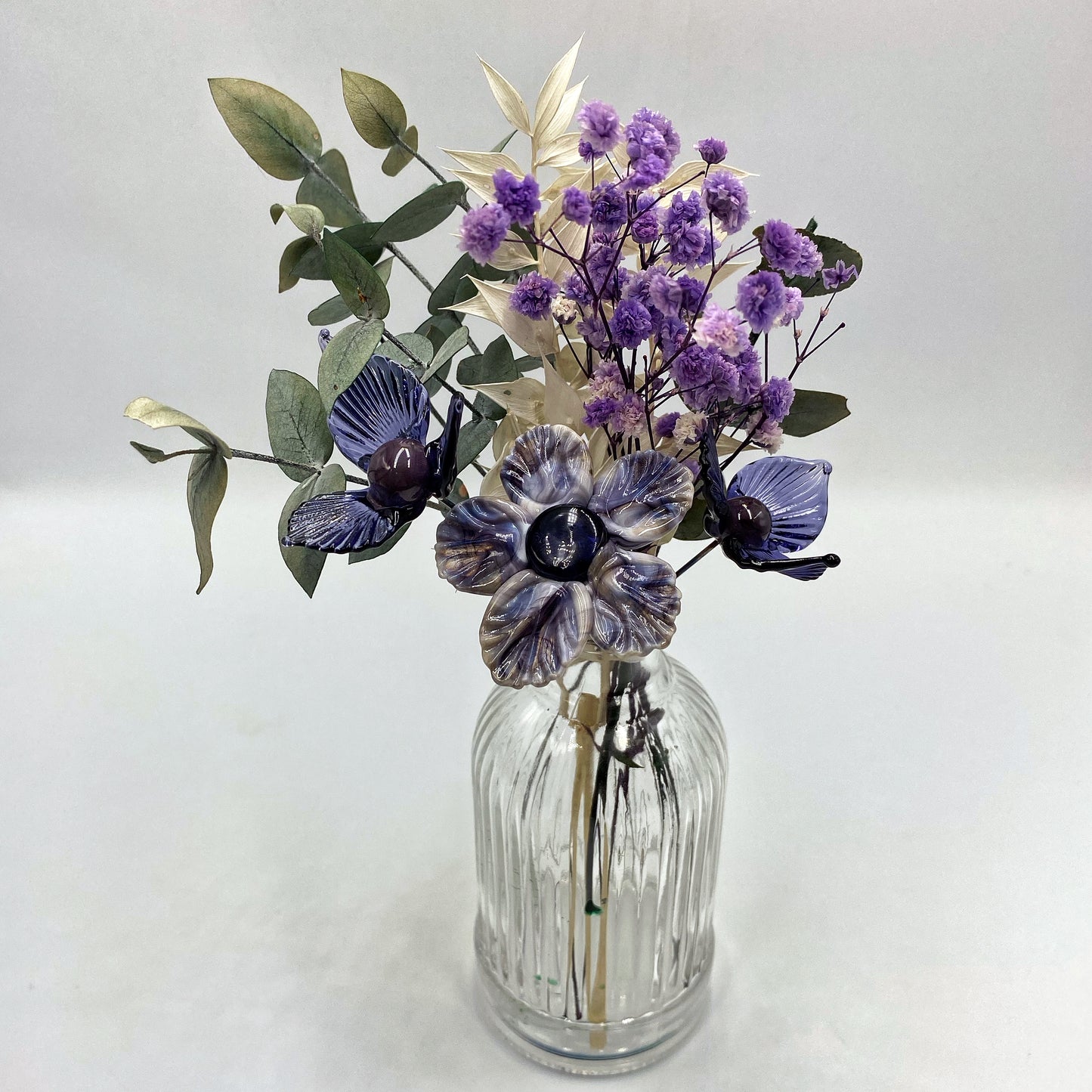 Divine Wisteria Glass and Dried Flower Vase