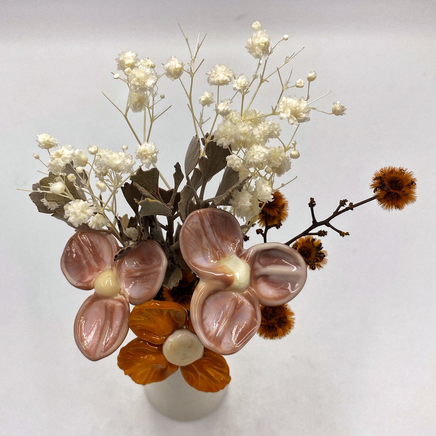 Mystical Mustard Glass and Dried Flower Vase