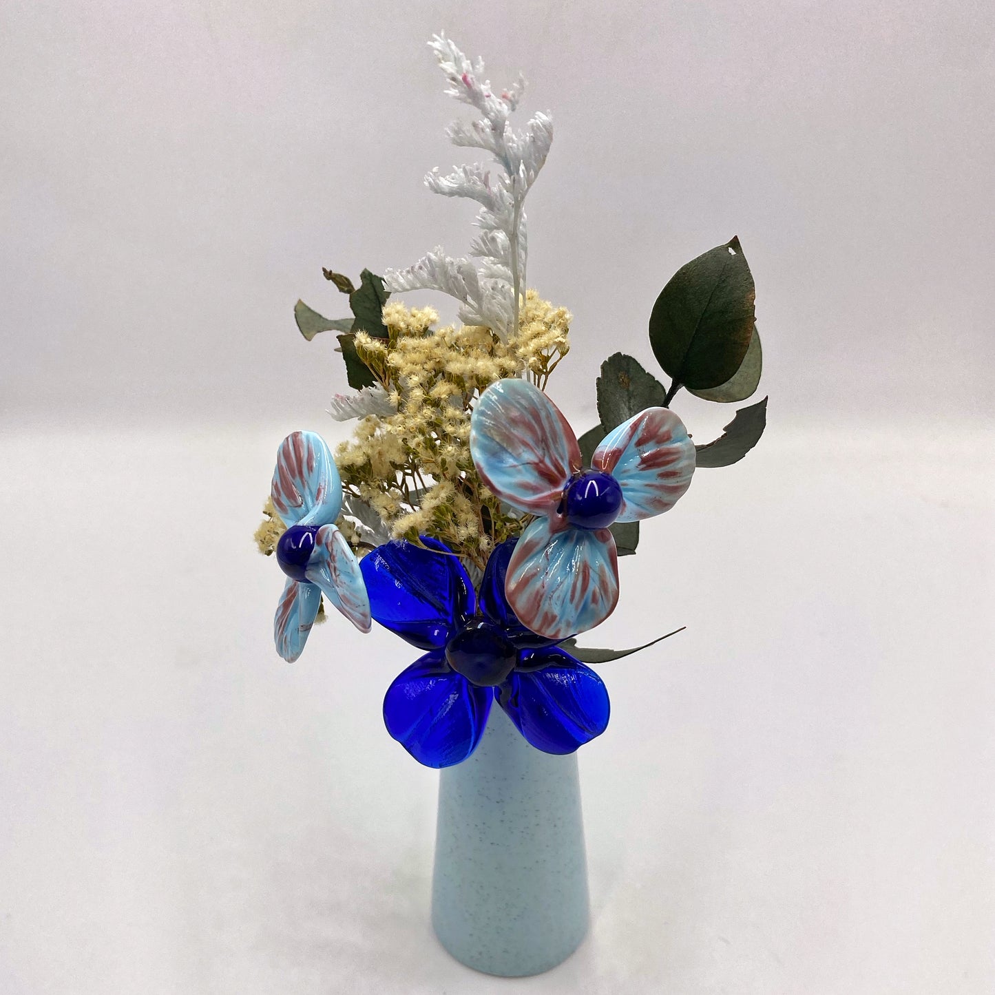 Sublime Sky Glass and Dried Flower Vase