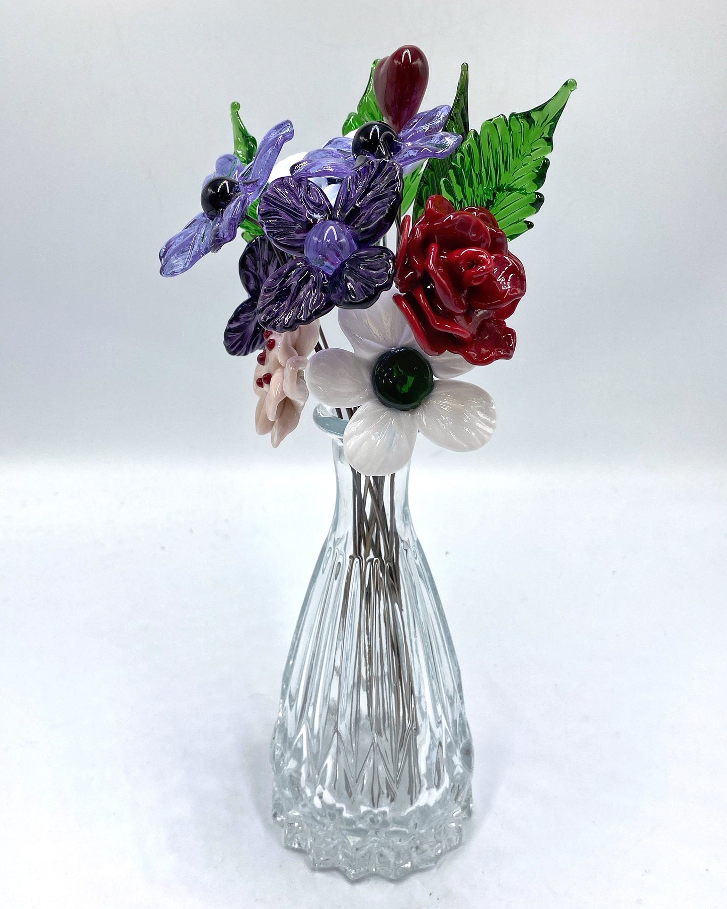Endless Love Valentine Glass Flower Bouquet in Glass Vase