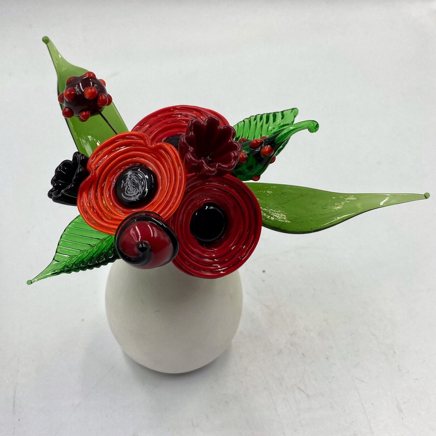 Red Poppies Glass Flower Bouquet