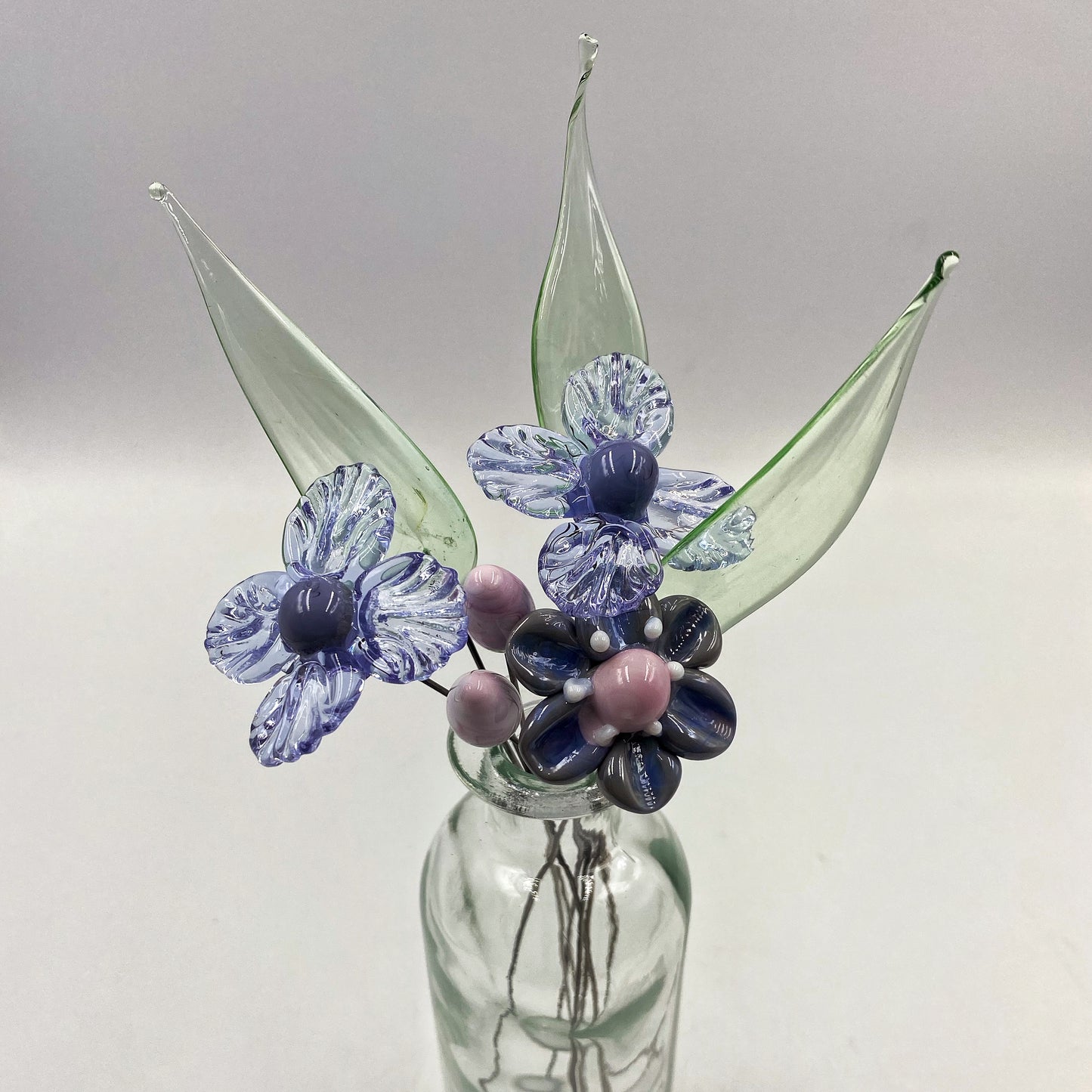 Lilac Serenade Glass Flower Bouquet in Glass Vase