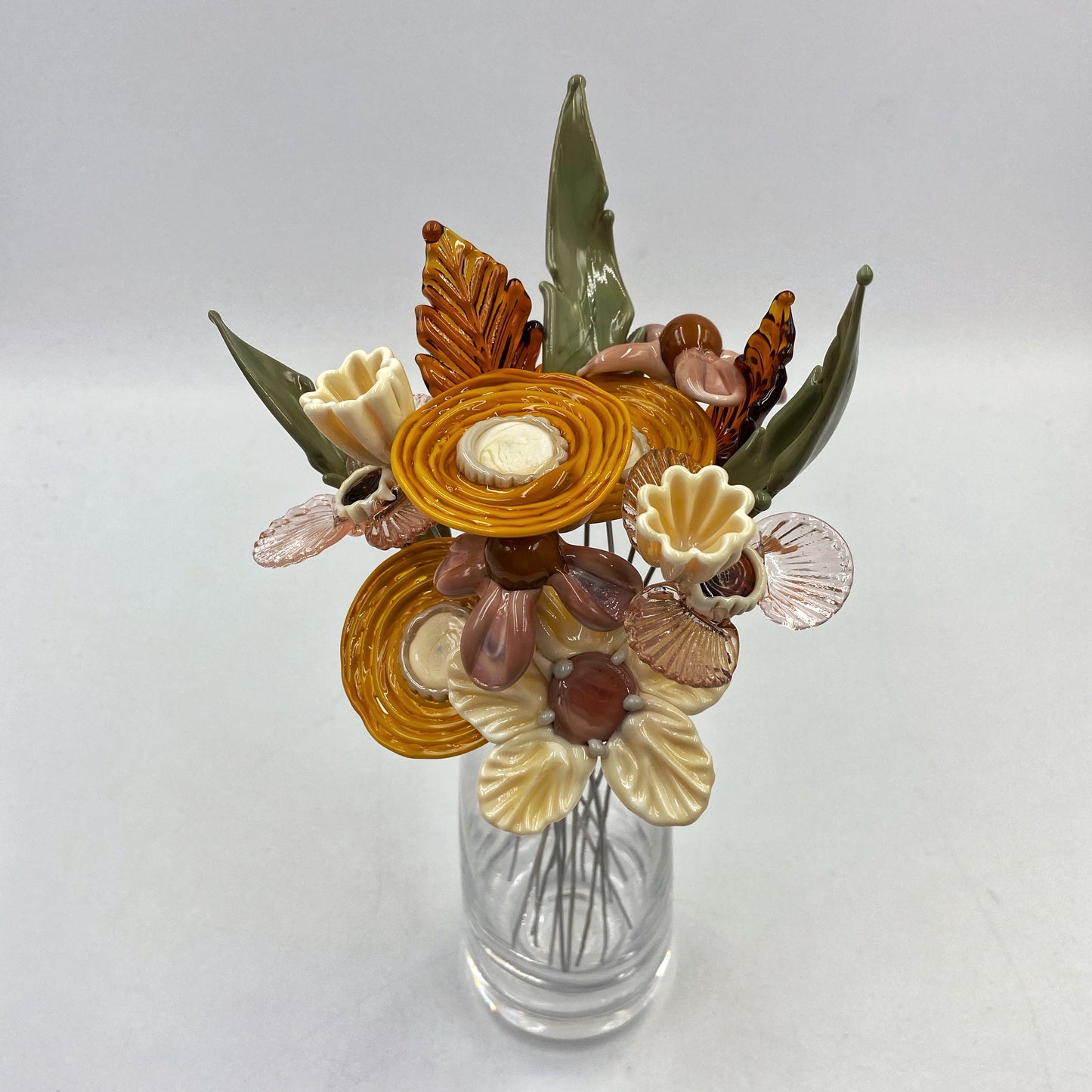 Vintage Blooms Glass Flower Bouquet in Glass Vase