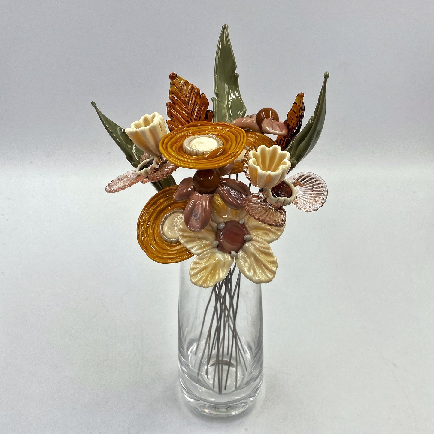 Vintage Blooms Glass Flower Bouquet in Glass Vase