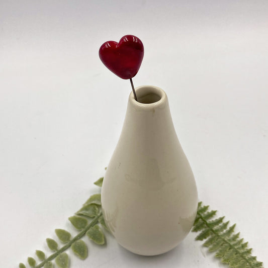 Single Red Glass Heart Stem