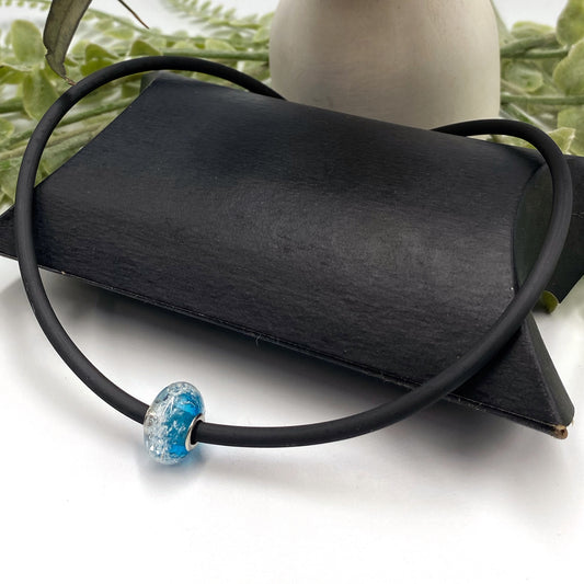 Remembrance Glass Rubber Necklace with Big Hole Donut Bead
