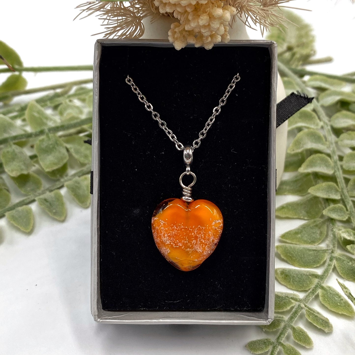 Remembrance Glass Flat Heart Pendant