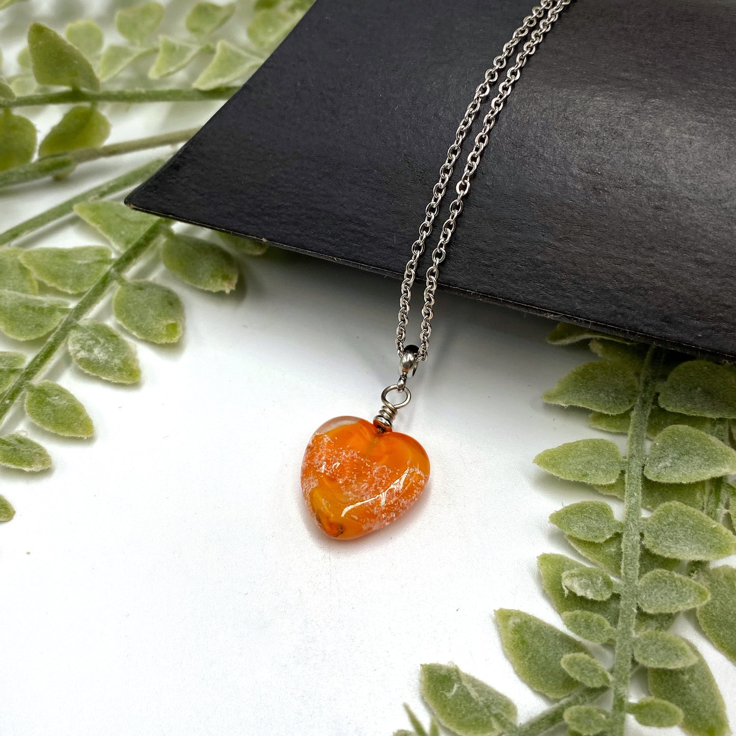 Remembrance Glass Flat Heart Pendant