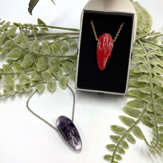 Remembrance Glass Flat Drop Necklace