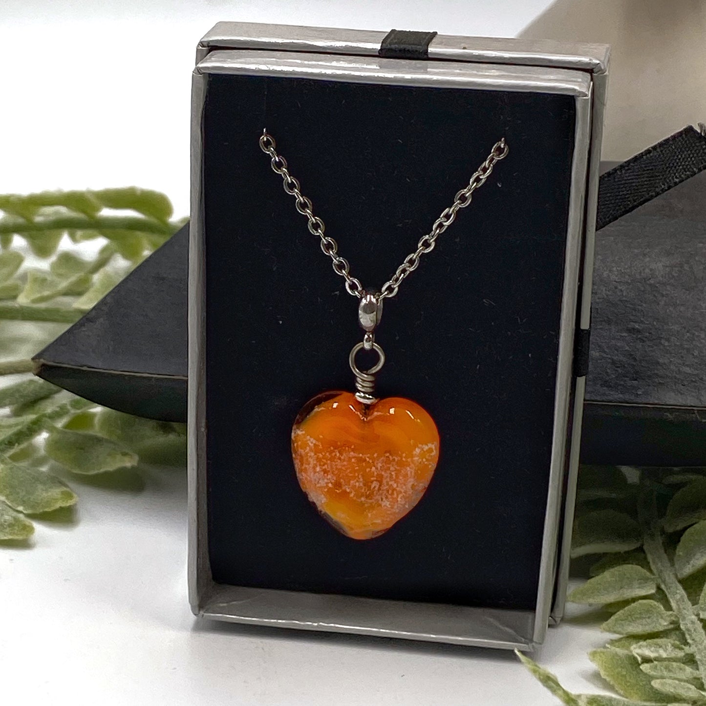 Remembrance Glass Flat Heart Pendant