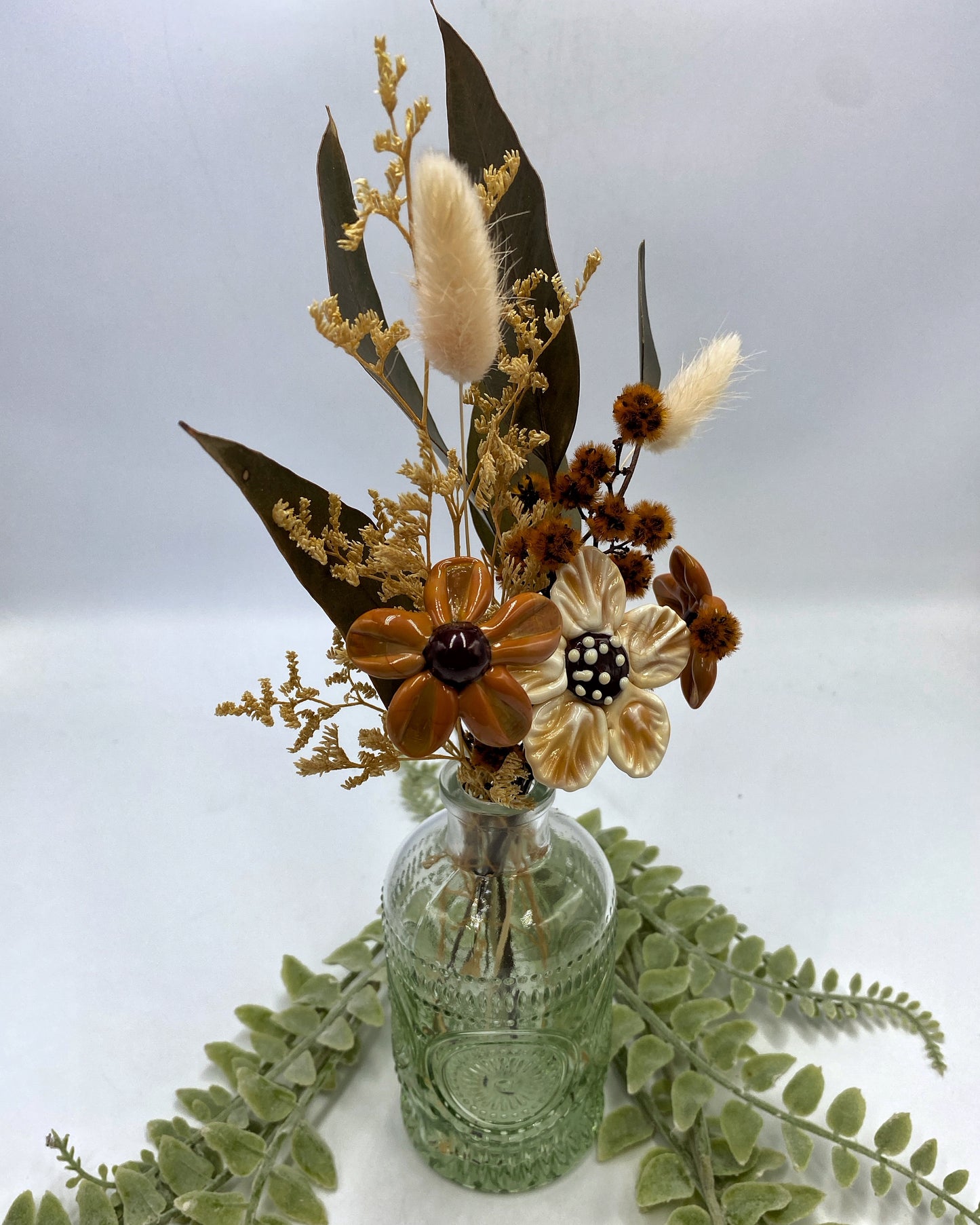 Botanical Earth Trio Glass and Dried Flower Vase