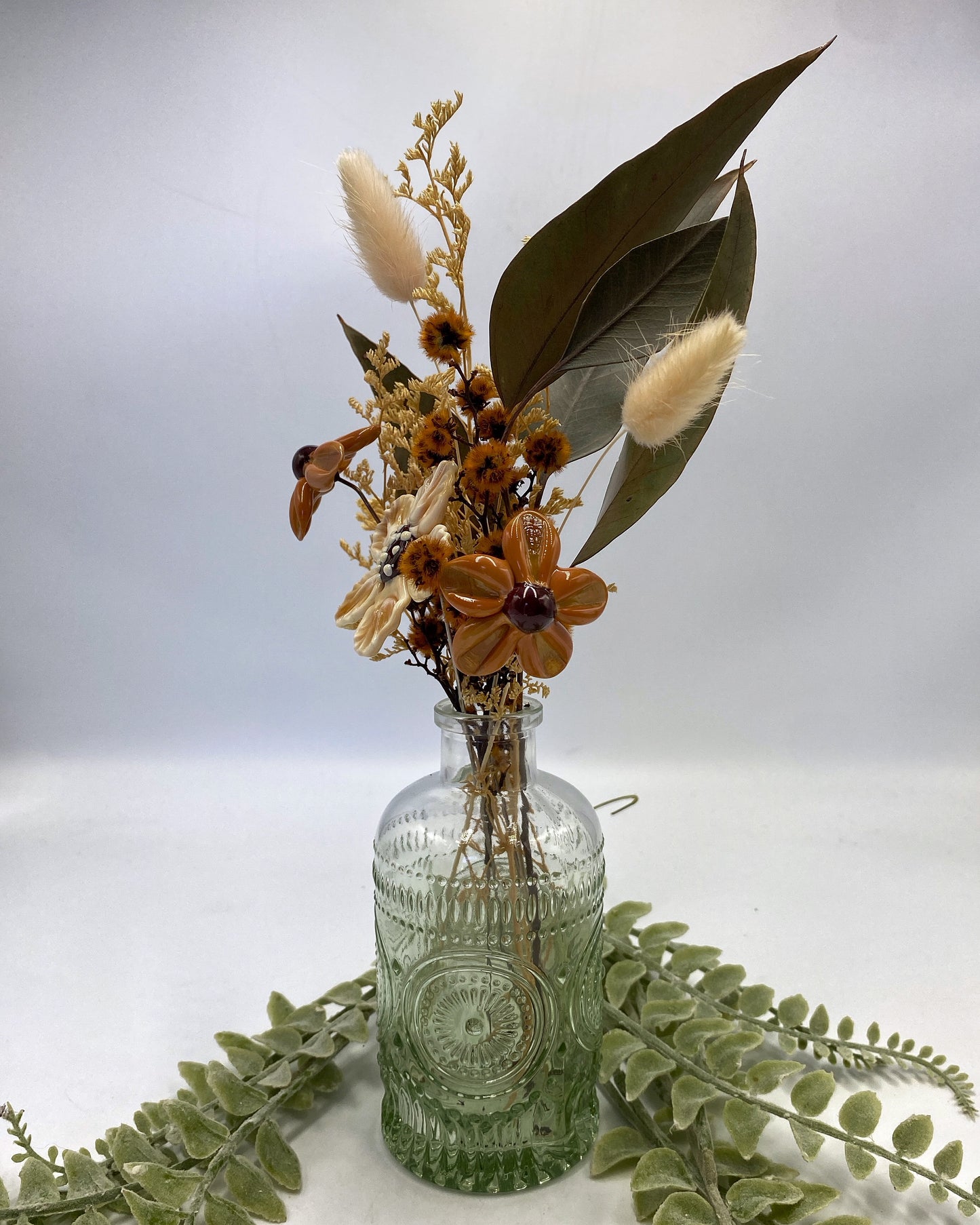 Botanical Earth Trio Glass and Dried Flower Vase