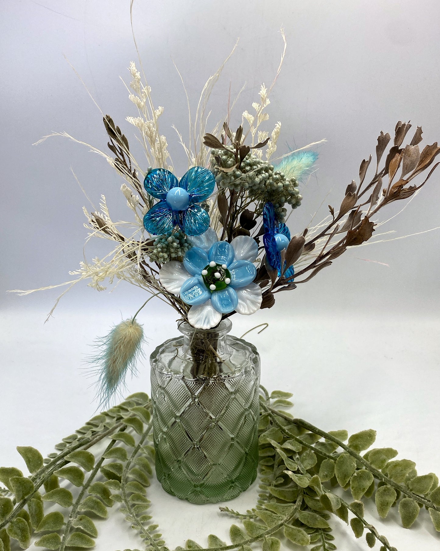 Spring Fresh Trio Glass and Dried Flower Vase