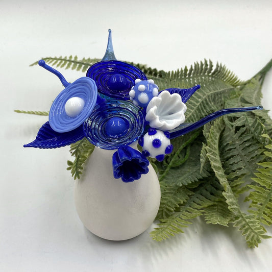 True Blue Glass Flower Bouquet